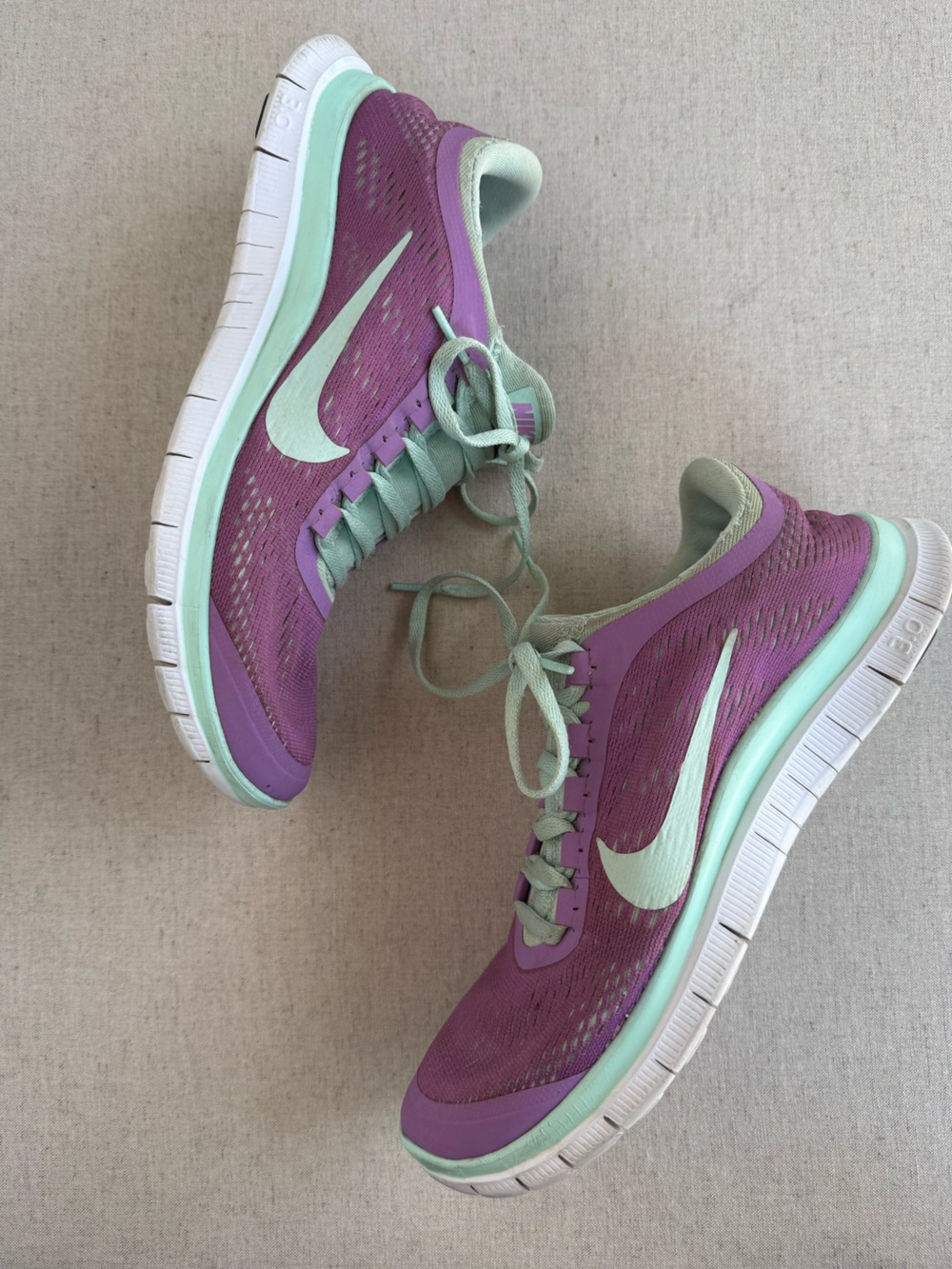 NikeiD Custom Nike Free Run 3 Women’s 8.5 Purple Mint Sneakers Rare